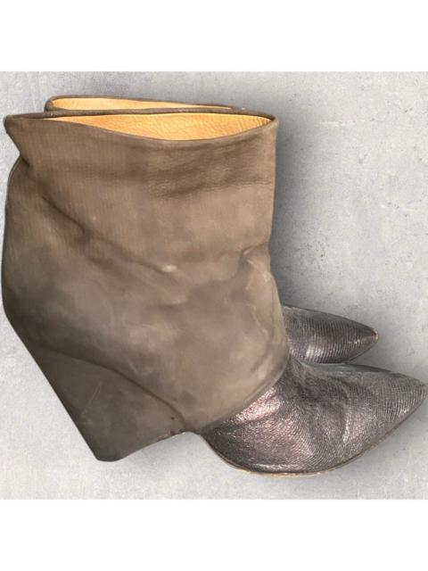 Margiela Brown Metallic Ankle Boots