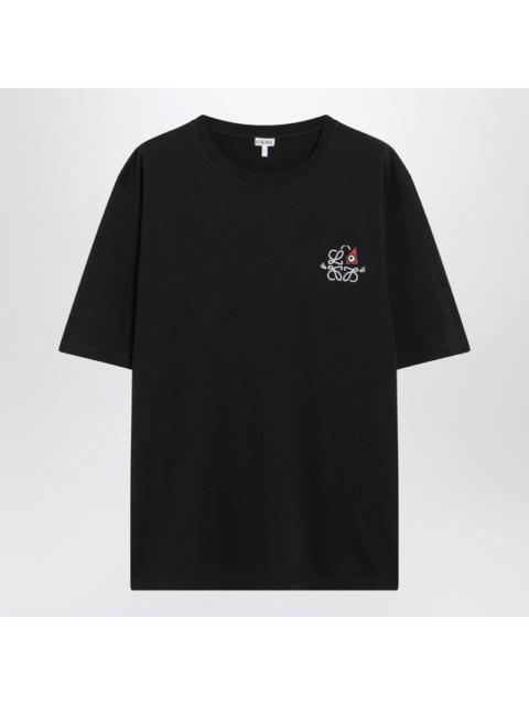 Loewe Loewe Navy Blue T-Shirt With Anagram Embroidery And Futurist Cat Men