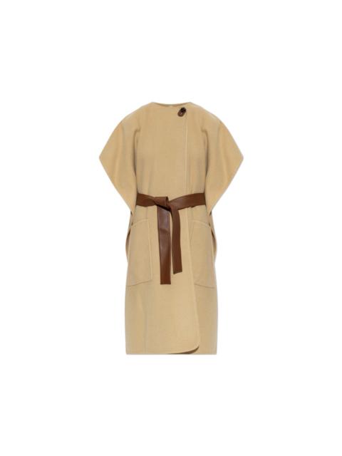 Burberry BURBERRY Sand Cashmere Poncho With Leather Belt New & Authen