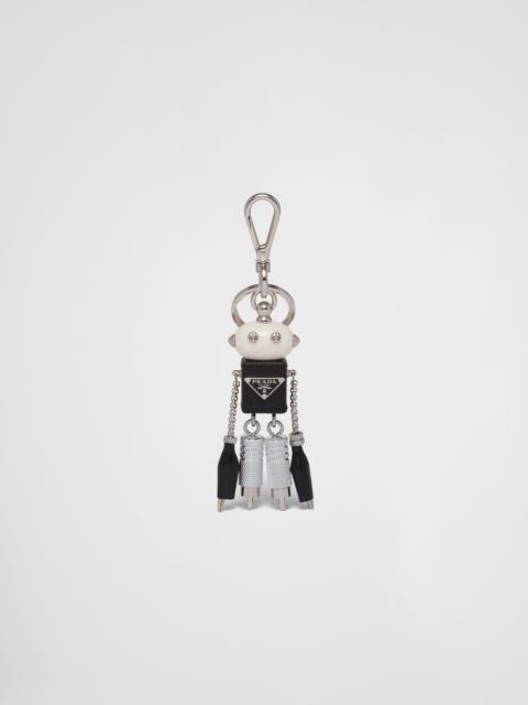 Prada Saffiano leather robot keychain trick