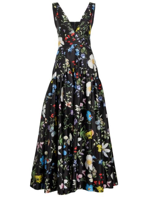 Alice + Olivia Alice + Olivia Lila Floral Print Tiered Stretch-cotton Gown
