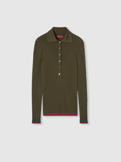 GUCCI Cashmere silk top with embroidery
