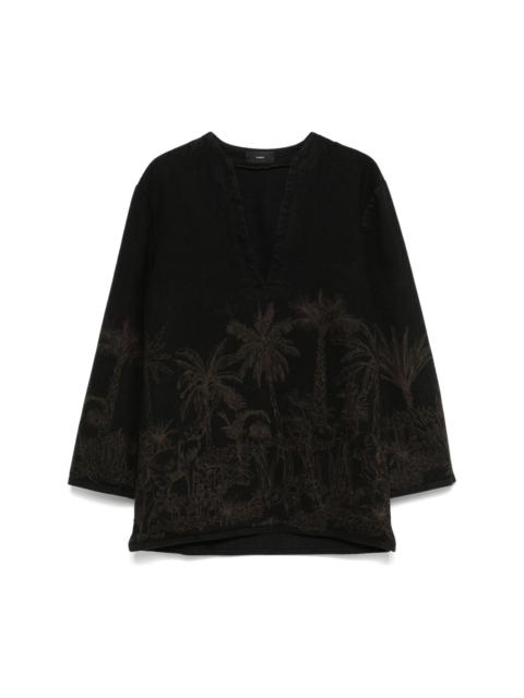 Jungle Toile de Jouy blouse