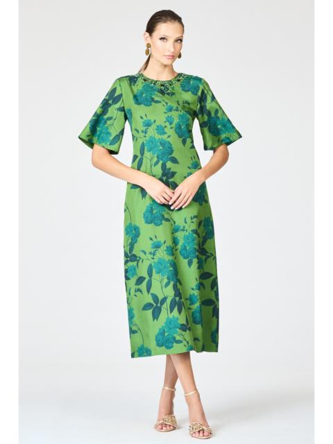 SACHIN & BABI EMBELLISHED LEMIE DRESS - EMPRESS GREEN ROSES