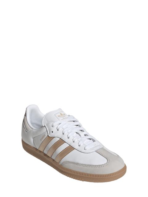 adidas adidas Gender Inclusive Samba OG Sneaker in White/Wonder Gold Metallic at Nordstrom