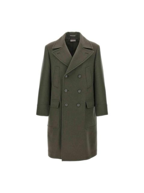 Brunello Cucinelli Brunello Cucinelli Military Green Double-Breasted Overcoat