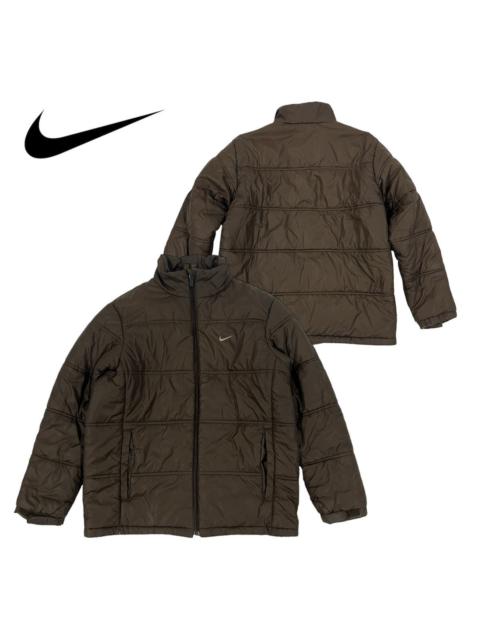 Vintage Nike Small Logo Brown puffer down Jacket Size M