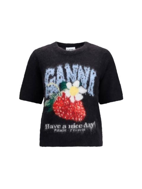 GANNI Ganni Alpaca Wool-blend T-shirt Black Women