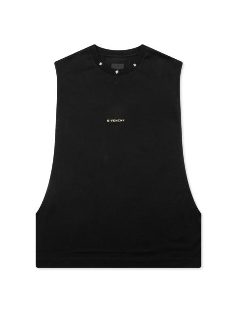 Givenchy STAR PRINT SLEEVELESS BIG ARMHOLE T-SHIRT - BLACK