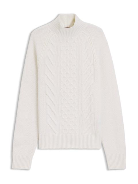 BOSS WOOL-SILK SWEATER WITH CABLE KNIT