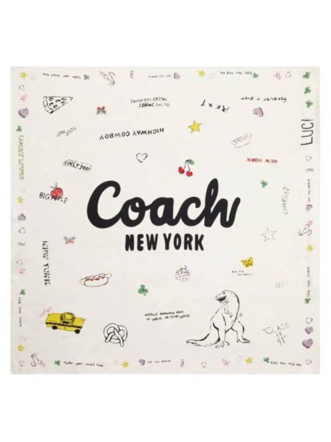 COACH Coach Sketch Print Silk Scarf