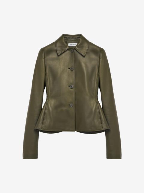 Alexander McQueen Leather Peplum Jacket