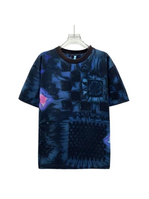 Louis Vuitton Louis Vuitton Navy Checkerboard Monogram Tie-Dye Cotton Crew Neck Short Sleeve T-Shirt