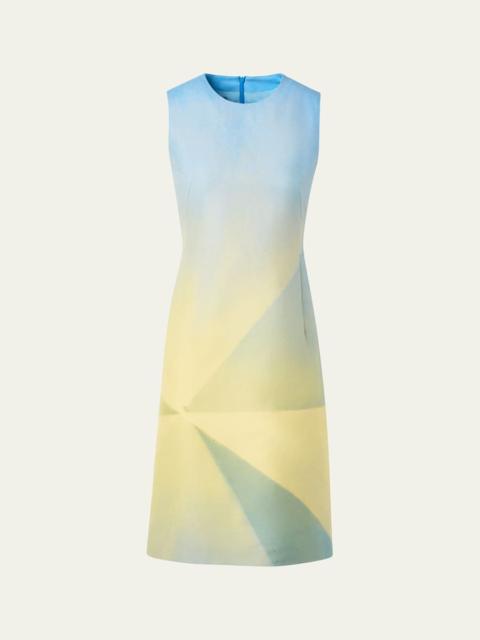 AKRIS Sunbeam Print Silk Sleeveless Dress