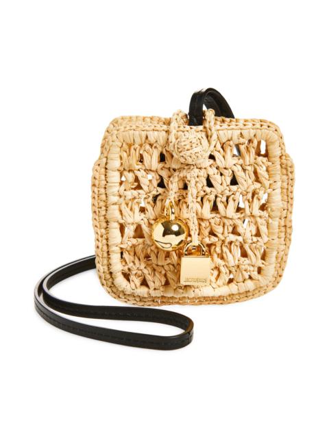 JACQUEMUS Jacquemus Le Porte Spiaggia Raffia AirPod Pouch in Natural 142 at Nordstrom