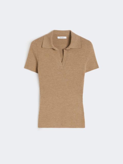 Max Mara Rib-knit wool polo shirt - GOLD BEIGE BROWN