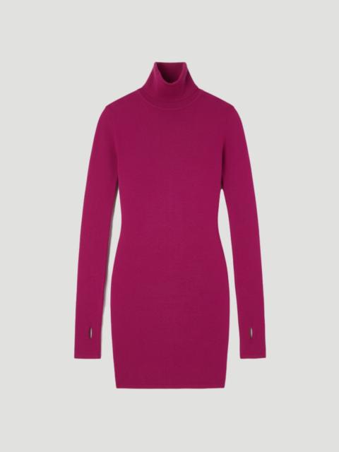 KAREN MILLEN Viscose Blend Roll Neck Thumbhole Cuff Knit Mini Dress