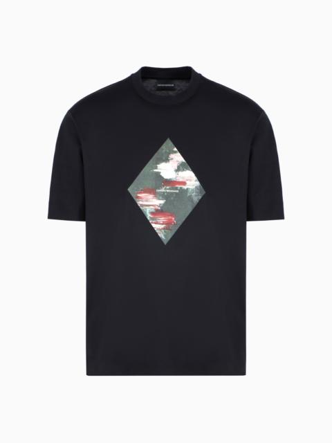 EMPORIO ARMANI ASV LYOCELL-BLEND JERSEY T-SHIRT WITH ABSTRACT PRINT