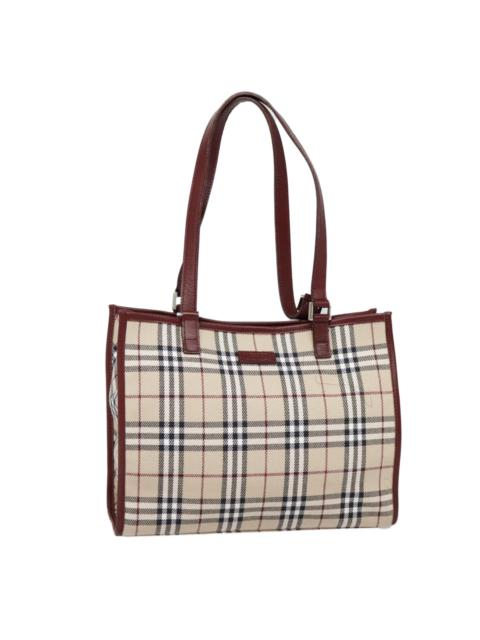 Burberry Burberry Nova Check Blue Label Tote Bag Canvas Beige Red Brown Silver