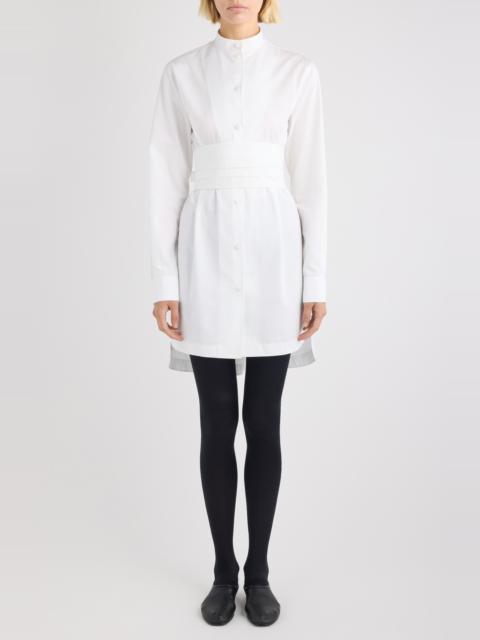 Alaïa Alaïa Cummerbund Belted Long Sleeve Cotton Poplin Shirtdress in Blanc at Nordstrom