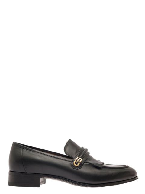 GUCCI Gucci Men Black Loafers With Fringes And Double G In Smooth Leather Man