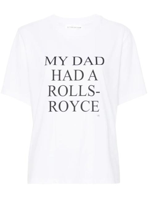Victoria Beckham `My Dad Had A Rolls-Royce` Slogan Cotton T-Shirt