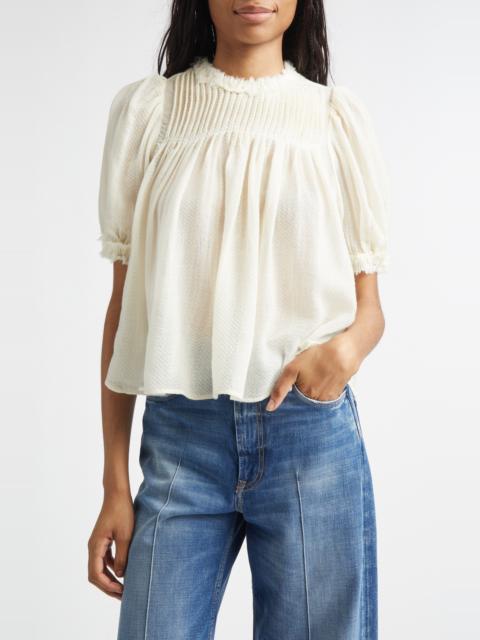 ULLA JOHNSON Ulla Johnson Karlyn Pintuck Wool Trapeze Top in Cowrie at Nordstrom
