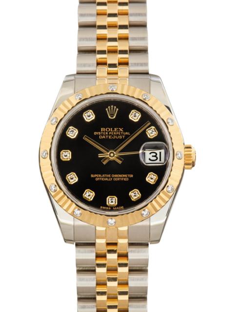 ROLEX Ladies Datejust 31 Black Dial 178313 Steel & Yellow Gold
