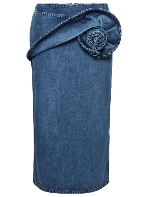 MAGDA BUTRYM DENIM MIDI SKIRT WITH DRAPE