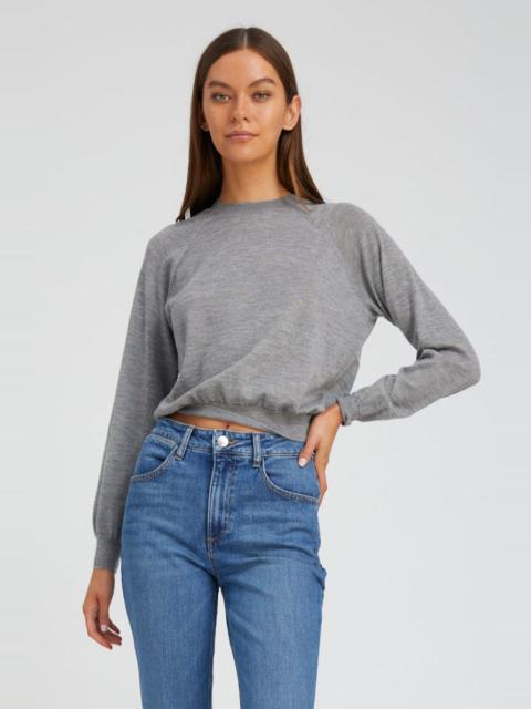 SPRWMN GREY CASHMERE LONG SLEEVE RAGLAN SWEATER