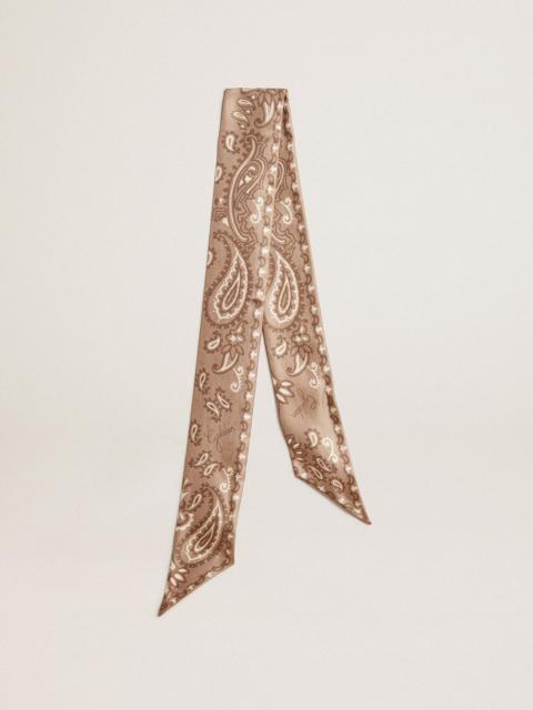 Golden Goose Ribbon in dove-gray silk twill with paisley pattern