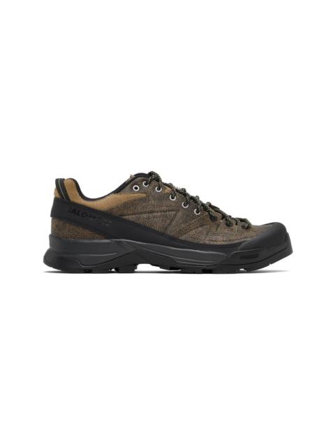 SALOMON Brown X-ALP Low Distressed Leather Sneakers