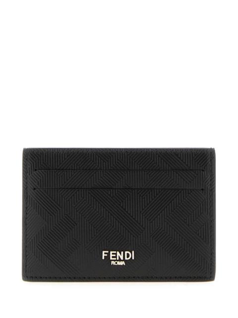 FENDI Fendi Men Black Leather Card Holder
