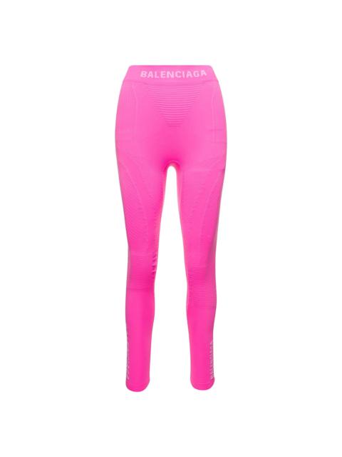 Pink Athletic Leggings With Logo In Polyammide Stretch Woman