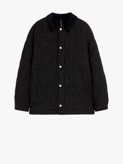 TEEMING CHARCOAL HERRINGBONE WOOL QUILTED COACH JACKET