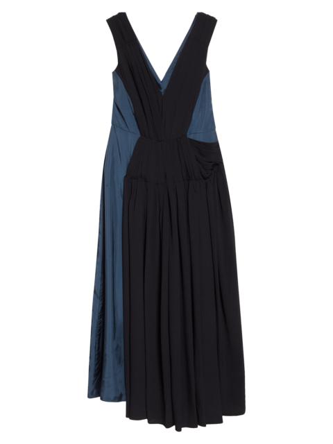 Marni Marni Two-Tone Mixed Media Asymmetric Midi Dress in 00B42 Turquoise at Nordstrom