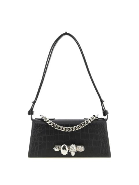 Alexander McQueen MCQUEEN Black Textured Leather Shoulder Bag New & Authentic