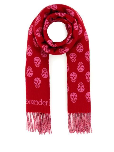 Alexander McQueen Alexander Mcqueen Woman Embroidered Wool Reversible Scarf