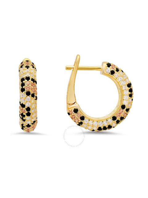 Kylie Harper - Kylie Harper 14k Gold Over Silver Leopard Skin Pave CZ Hoop Earrings