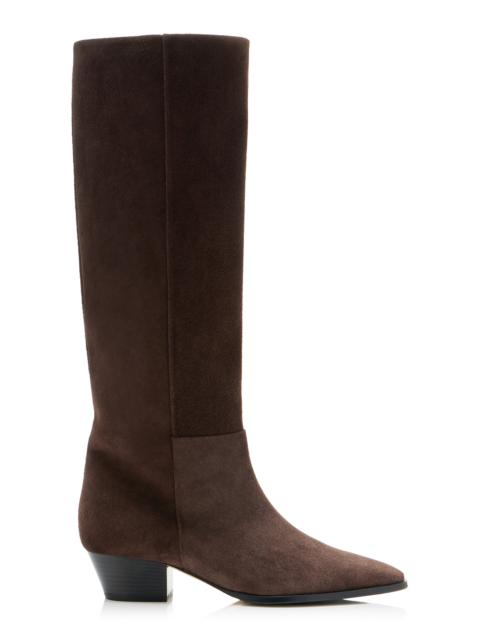 Aeyde Medea Suede Knee Boots brown