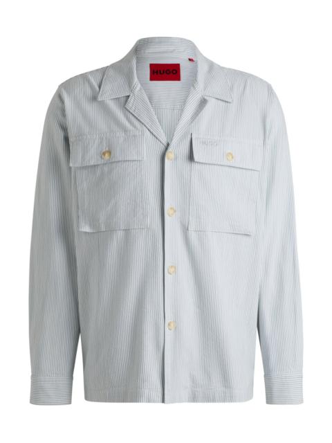 HUGO OVERSIZE-FIT OVERSHIRT IN A STRIPED OXFORD COTTON BLEND