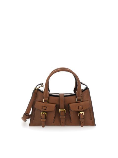 Mulberry Mulberry Roxanne Brown Small Handbag With Adjustable And Removable Shoulder Strap And Two Front Pock