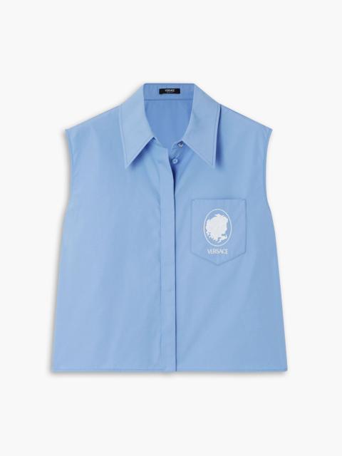 VERSACE Embroidered cotton-poplin shirt