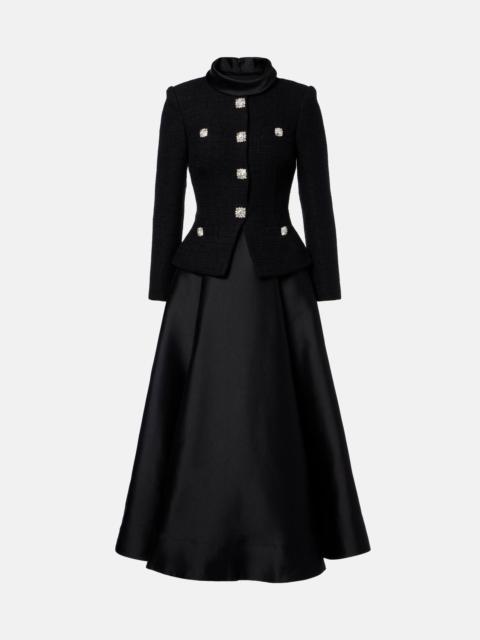 self-portrait Bouclé taffeta midi dress