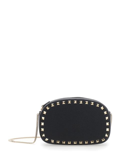 Valentino Valentino Garavani Women 'Rockstud' Black Mini Bag With Chain-Link Shoulder Strap And Rockstud Embel