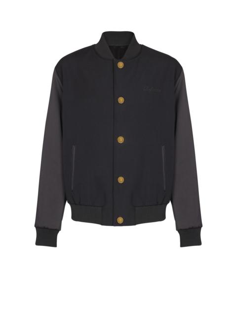 Balmain Varsity jacket in grain de poudre wool and satin