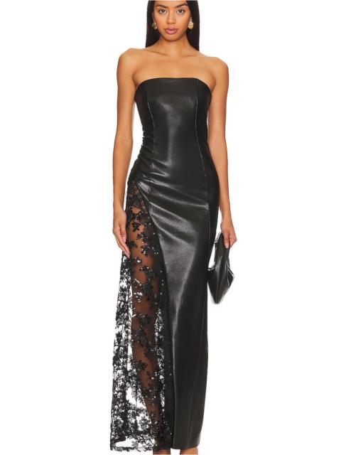 Retha Faux Leather Lace Maxi Dress