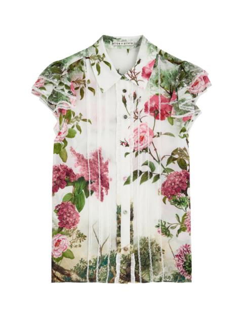 Alice + Olivia Alice + Olivia Minda Floral-print Silk Blouse