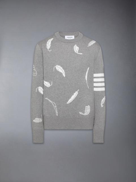 Thom Browne FEATHER INTARSIA RELAXED FIT CREW NECK PULLOVER