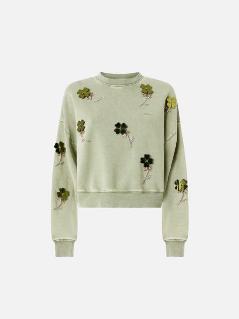 PINKO SWEATSHIRT WITH JEWEL FLOWERS